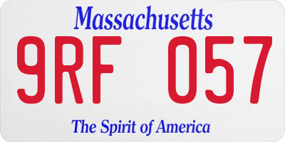 MA license plate 9RF057