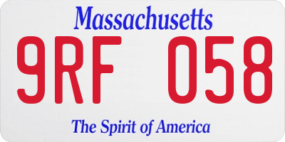 MA license plate 9RF058