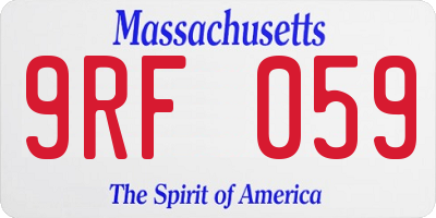 MA license plate 9RF059