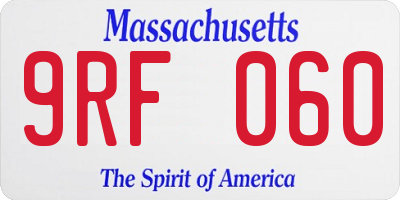 MA license plate 9RF060