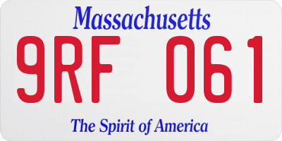 MA license plate 9RF061