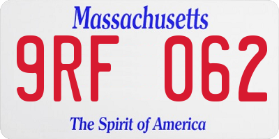 MA license plate 9RF062