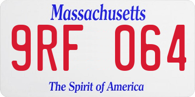 MA license plate 9RF064