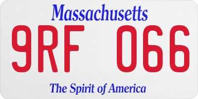 MA license plate 9RF066