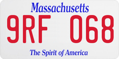 MA license plate 9RF068