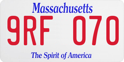 MA license plate 9RF070
