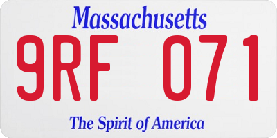 MA license plate 9RF071