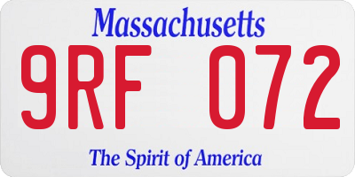 MA license plate 9RF072
