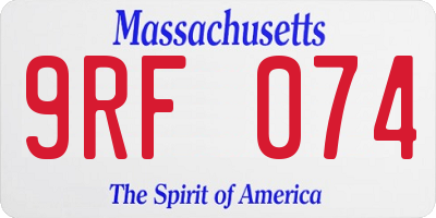 MA license plate 9RF074