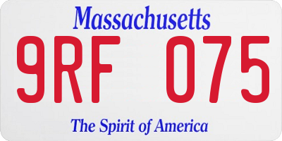 MA license plate 9RF075
