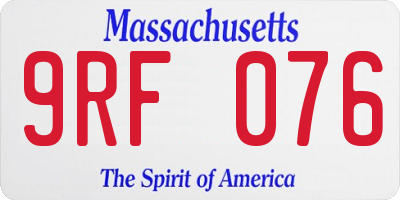 MA license plate 9RF076