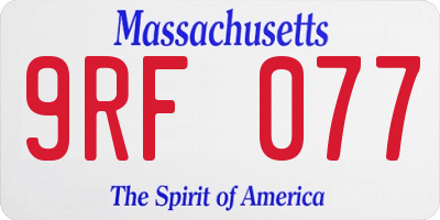 MA license plate 9RF077