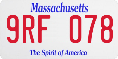 MA license plate 9RF078