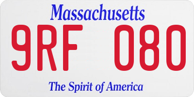 MA license plate 9RF080