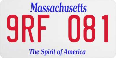 MA license plate 9RF081