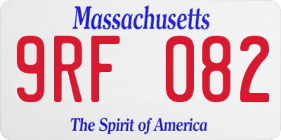 MA license plate 9RF082