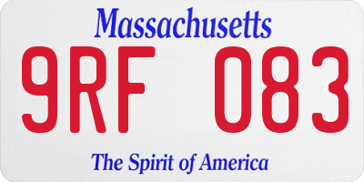 MA license plate 9RF083