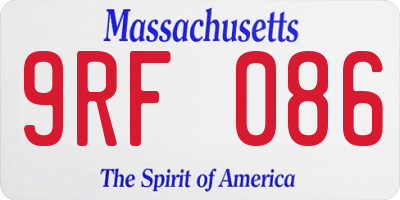 MA license plate 9RF086