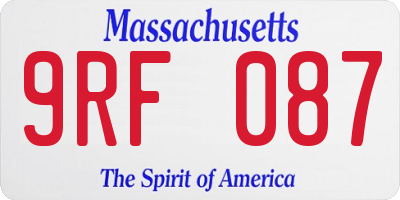 MA license plate 9RF087
