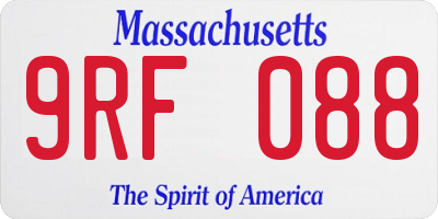 MA license plate 9RF088