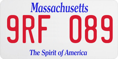 MA license plate 9RF089