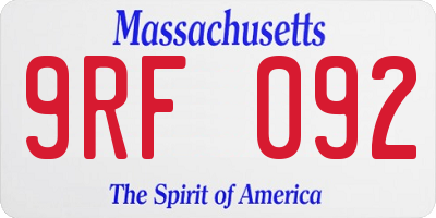 MA license plate 9RF092