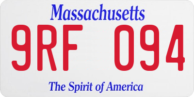 MA license plate 9RF094
