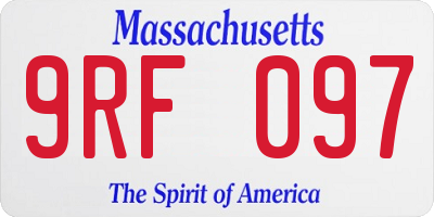 MA license plate 9RF097