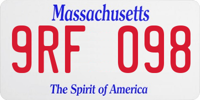 MA license plate 9RF098
