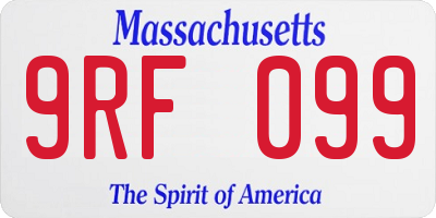 MA license plate 9RF099