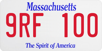 MA license plate 9RF100