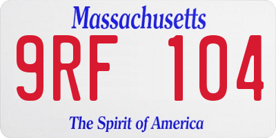 MA license plate 9RF104