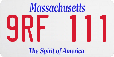 MA license plate 9RF111