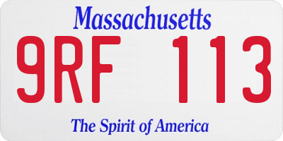 MA license plate 9RF113