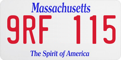 MA license plate 9RF115
