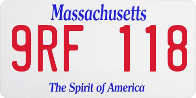 MA license plate 9RF118