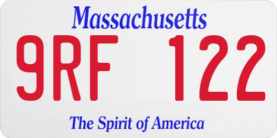 MA license plate 9RF122