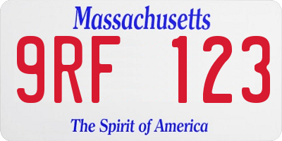 MA license plate 9RF123