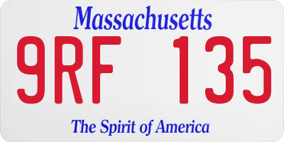 MA license plate 9RF135