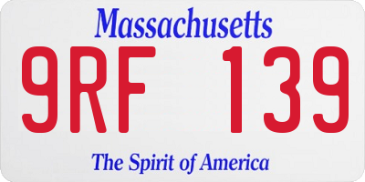 MA license plate 9RF139