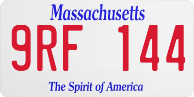 MA license plate 9RF144