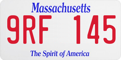 MA license plate 9RF145