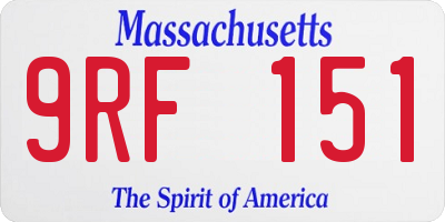 MA license plate 9RF151