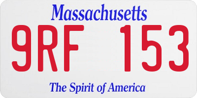 MA license plate 9RF153