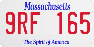 MA license plate 9RF165