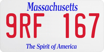 MA license plate 9RF167