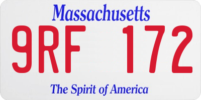 MA license plate 9RF172