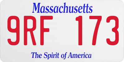 MA license plate 9RF173