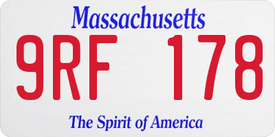 MA license plate 9RF178