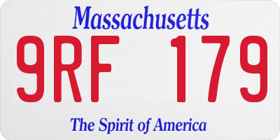 MA license plate 9RF179